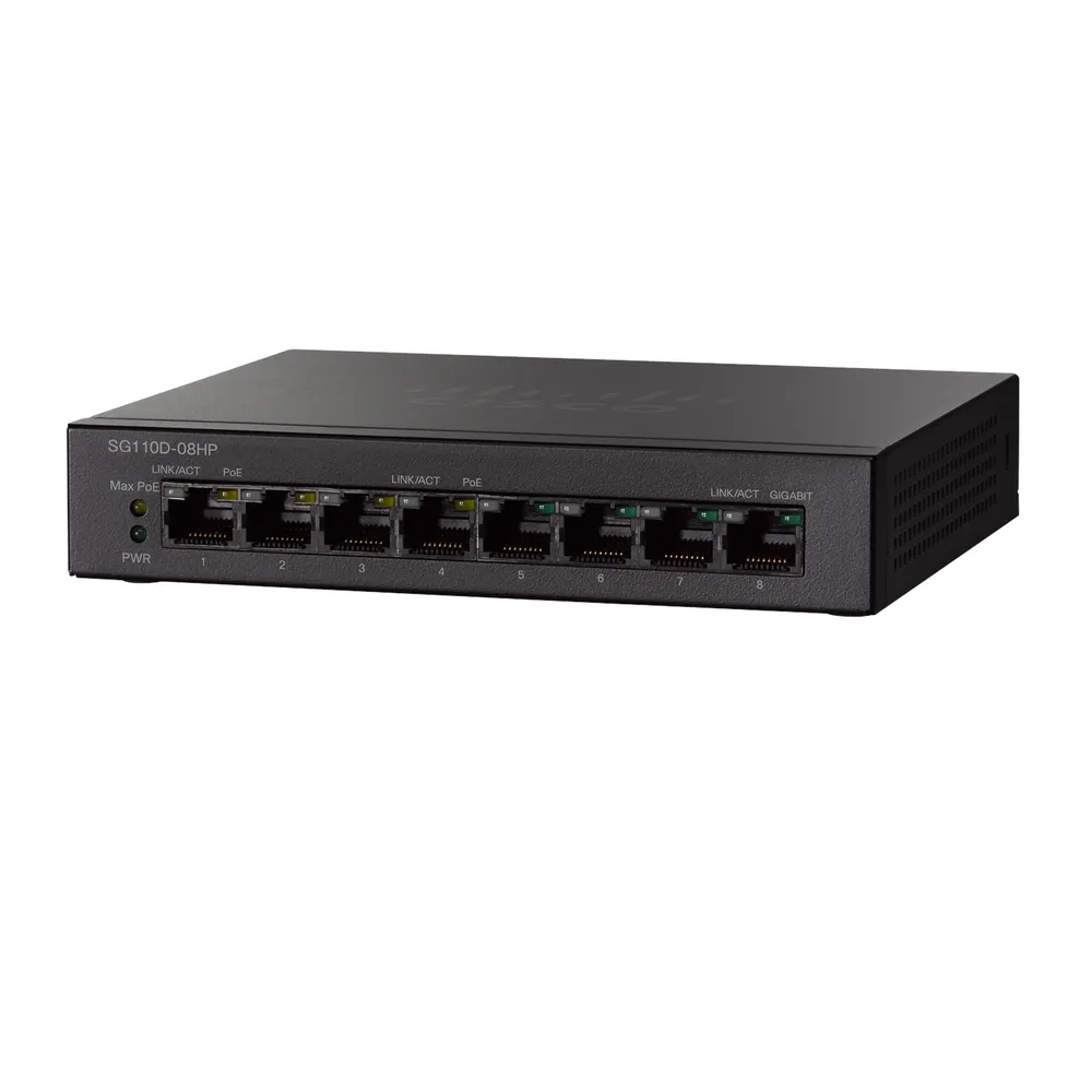 Cisco SG110D-08HP | PoE Коммутатор | 8x 1000Mb/s, 4x PoE 802.3af, установка  на стол