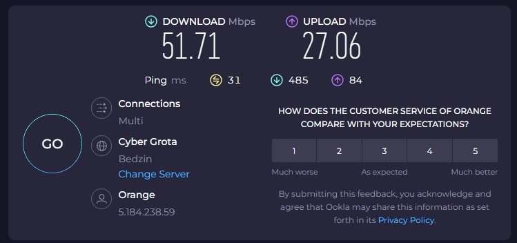 Teltonika RUT260 Orange LTE B7 Agregacja pasm wyłączona Speedtest Teltonika RUT260 Orange LTE B7 Agregacja pasm wyłączona Speedtest