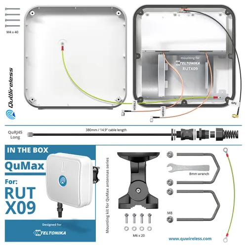 QuWireless QuMax AX09M | LTE + GPS Antenne | für Teltonika RUTX09 Materiał obudowyKopolimer akrylonitrylo-butadieno-styrenowy (ABS), Aluminium