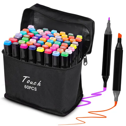 Extralink | Alcohol marker set | 60 colors, dual tips 0