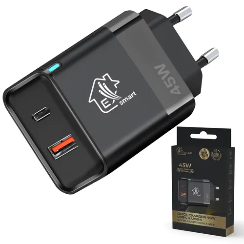 Extralink Smart Life Fast Charger 45W GaN | Charger | USB-C, USB-A 0