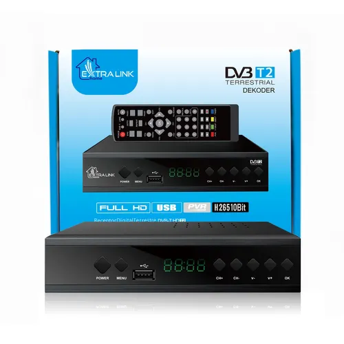 Extralink Home | DVB-T2 TV Decoder Tuner | H.265 HEVC FULL HD USB HDMI + Remote Control 0
