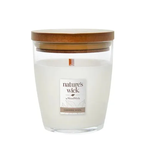 WoodWick Nature's Wick Cashmere Wool Průměr | Vonná svíčka | 1 dřevěný knot, 284g 0