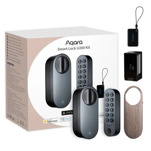 Aqara Smart Lock U200 Kit Preto | Fechadura de porta inteligente | HomeKit, Thread, Bluetooth 5.1, NFC 0