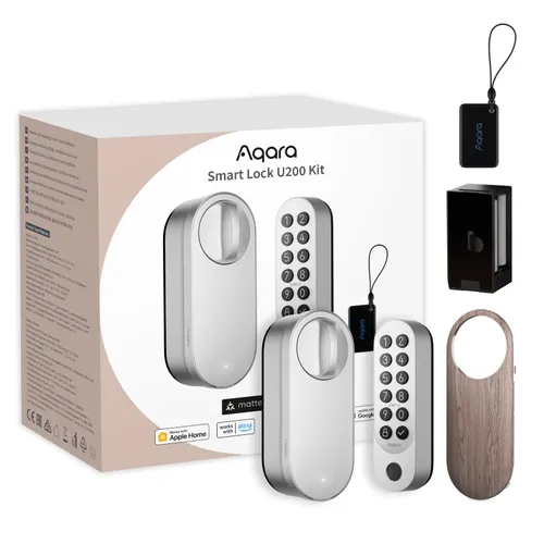 Aqara Smart Lock U200 Kit Prata | Fechadura de porta inteligente | HomeKit, Thread, Bluetooth 5.1, NFC 0