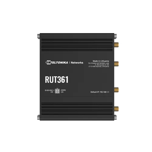 Teltonika RUT361 | Industrieller 4G-LTE-Router | Cat 6 LTE, WiFi 4, 2x RJ45 100 Mbit/s, IP30 CertyfikatyCE, UKCA, RCM, UCRF, EAC, WEEE, CB