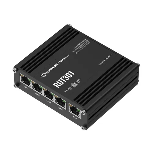Teltonika RUT301 | Industrial router | 5x RJ45 100Mb/s, USB 2.0, IP30 CertyfikatyCE, UKCA, RCM, FCC, IC, CB, EAC, UCRF, WEEE