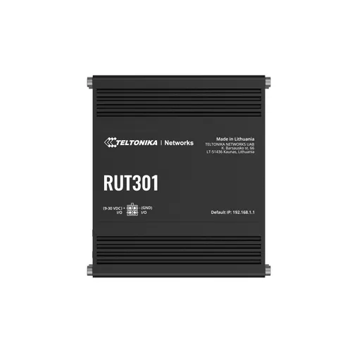 Teltonika RUT301 | Промышленный маршрутизатор | 5x RJ45 100 Мбит/с, USB 2.0, IP30 Diody LEDLAN, Zasilanie, Status, Sieć WAN
