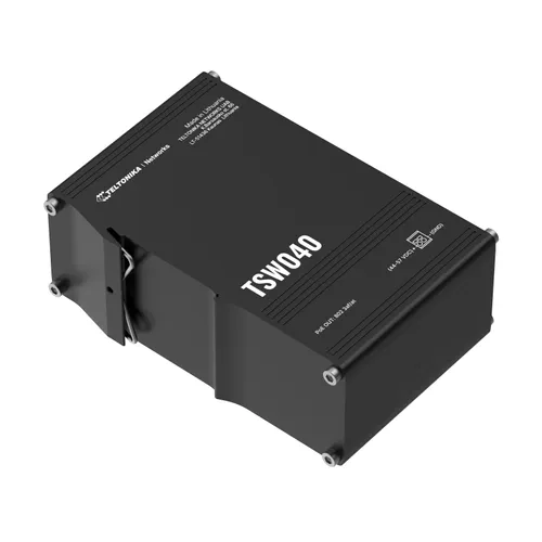 Teltonika TSW040 | Conmutador | 8x RJ45 100Mb/s PoE, 240W, IP30 Diody LEDLink, Zasilanie, Status