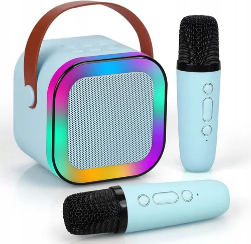 Extralink Kids Mini Karaoke LED Speaker 2x Mic Blu | Set karaoke | altoparlante, 2x microfono, Bluetooth, AUX, slot per scheda SD, illuminazione RGB 0
