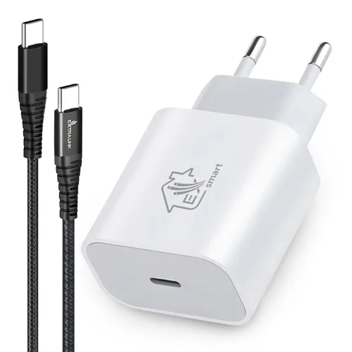Zestaw Extralink Smart Life Ładowarka 20W 1x USB-C + Kabel USB-C - USB-C 100W, 200 cm 0