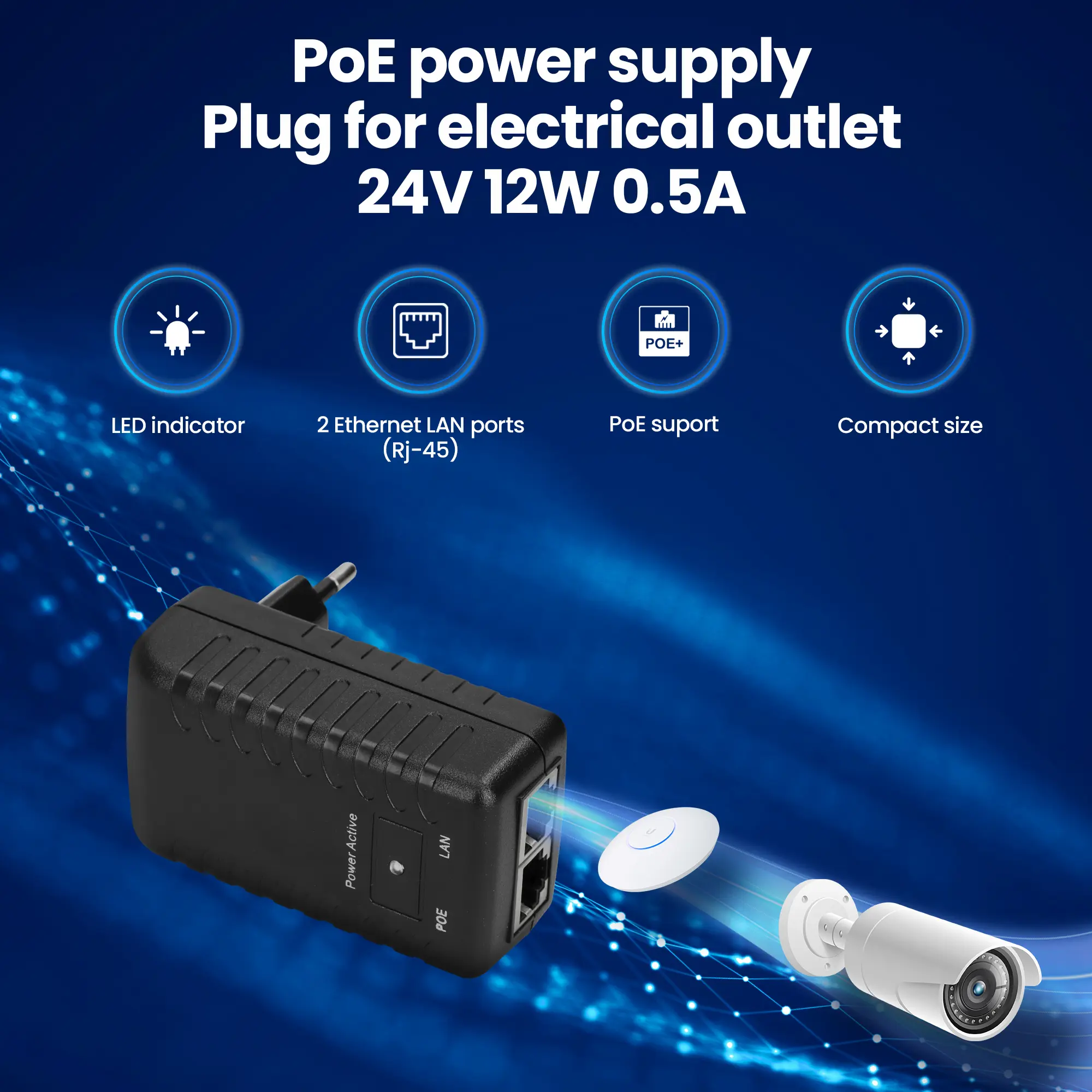 power supply poe 24v 0,5A 12W