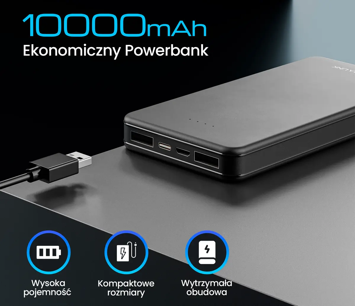 EXTRALINK EPB-078B 10000MAH 5V POWER BANK BLACK