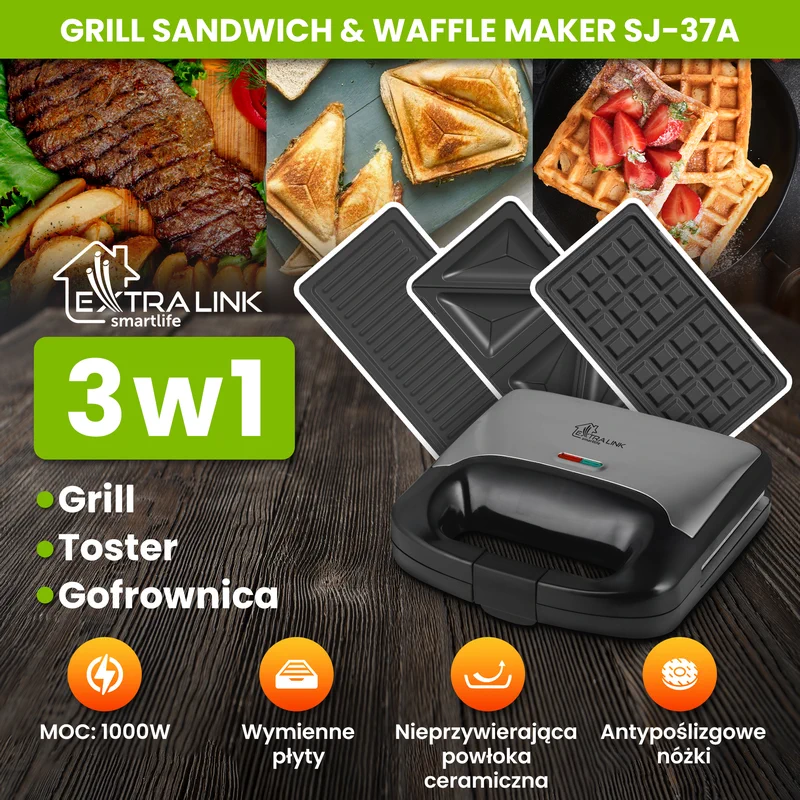 EXTRALINK GRILL SANDWICH & WAFFLE MAKER SJ-37A