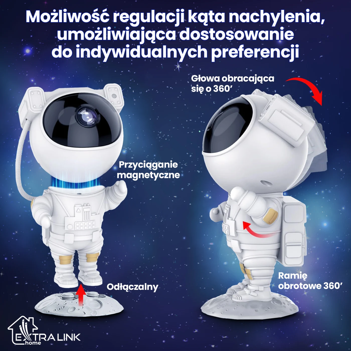 PROJEKTOR GWIAZD LAMPKA NOCNA RZUTNIK DLA DZIECI LED LASEROWY ASTRONAUTA