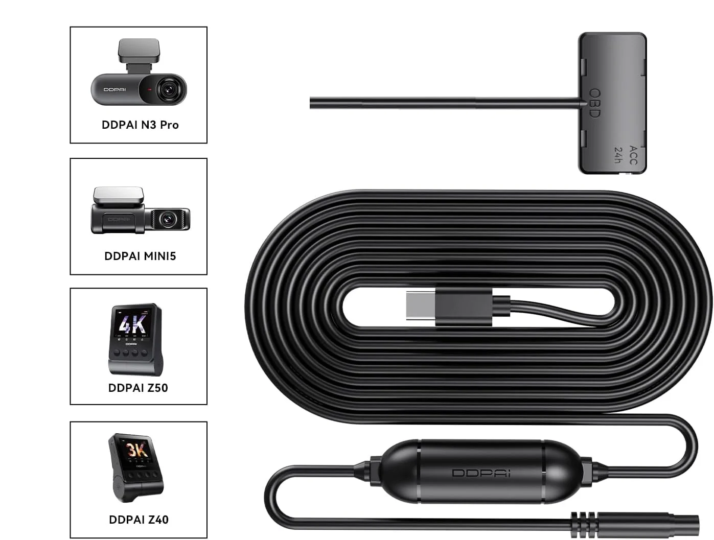 DDPAI HARDWIRE KIT POWER ADAPTER FOR OBD PORT