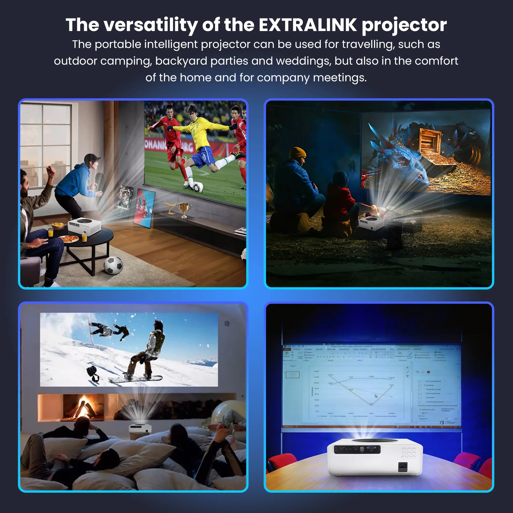 EXTRALINK SMART LIFE VISION LITE, SMART PROJECTOR, 500 ANSI, 1080P, ANDROID 9.0