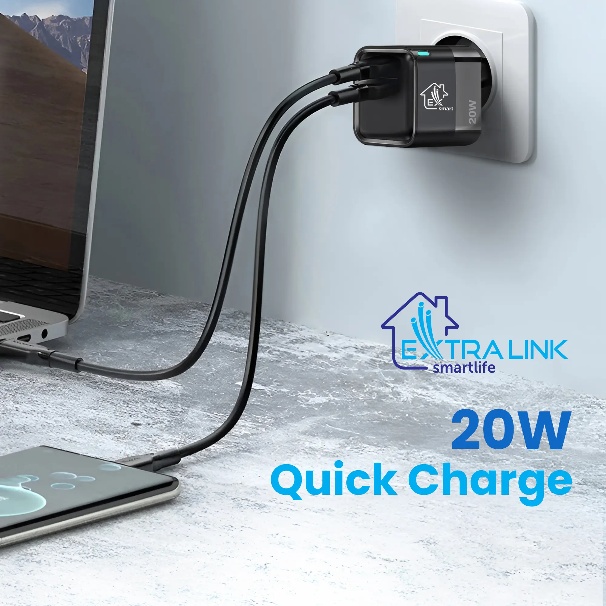 Extralink Smart Life Charger 20W | Ładowarka | USB-C, USB-A - Extralink ...