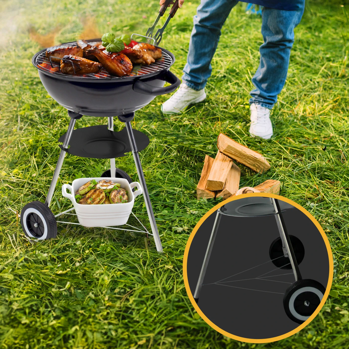 EXTRALINK HOME ROUND GRILL ON WHEELS GL-603
