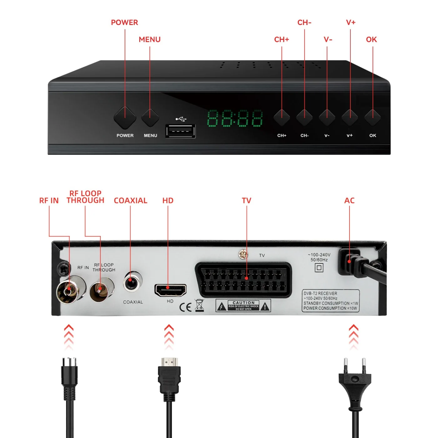 EXTRALINK HOME DECODER TUNER TERRESTRIAL HD DVB-T2 HEVC H.265