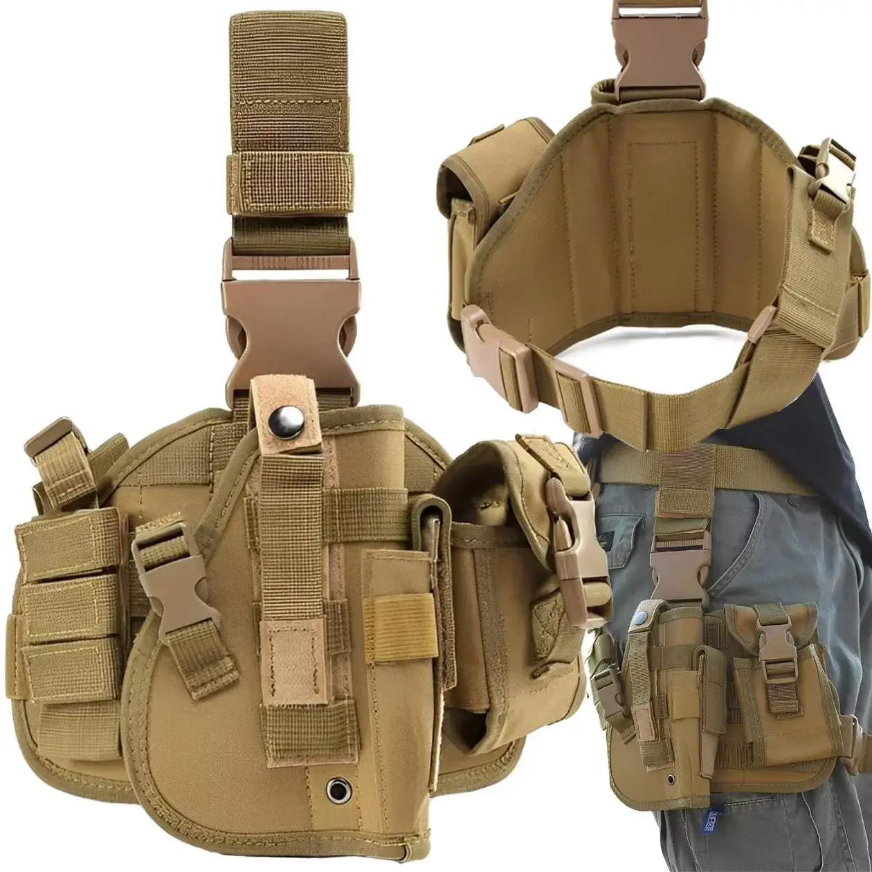 EXTRALINK MILITARY MODULAR MILITARY TACTICAL THIGH PANEL WITH MOLLE ASG PISTOL HOLSTER MIL-1118