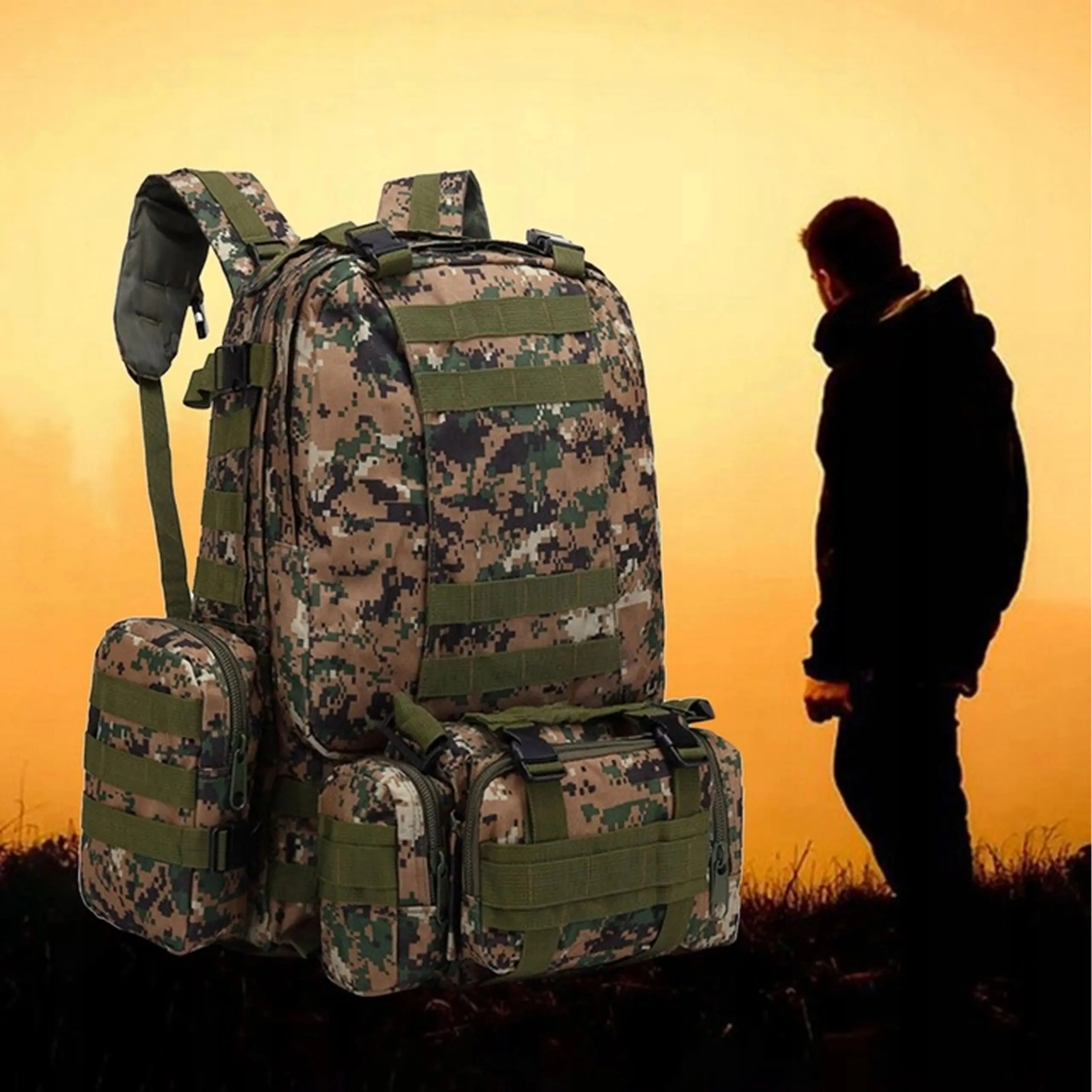 EXTRALINK MILITARY SCHOOL BACKPACK TRAVEL TACTICAL 4IN1 MILITARY TOURIST SURVIVAL 50L MIL-668