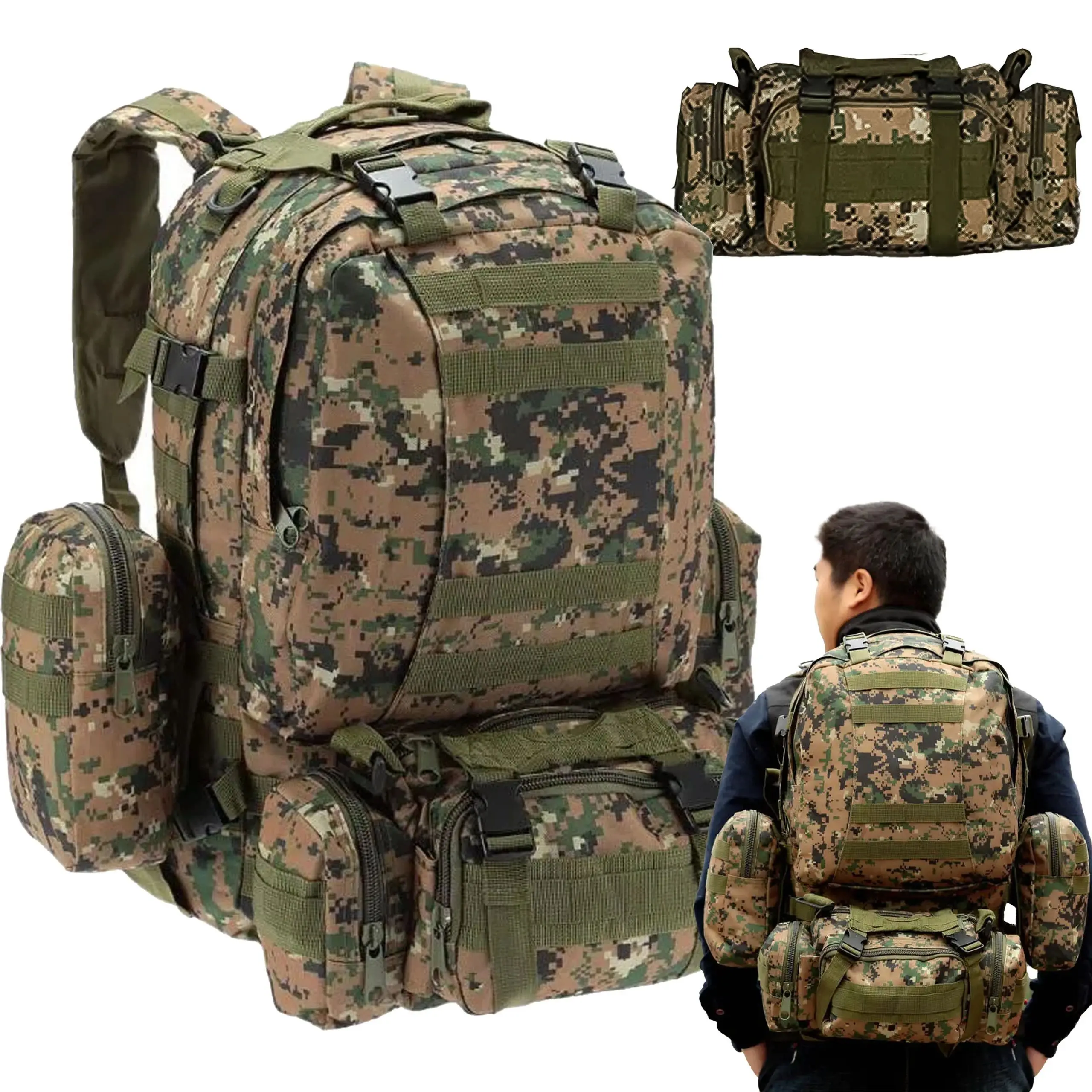 EXTRALINK MILITARY SCHOOL BACKPACK TRAVEL TACTICAL 4IN1 MILITARY TOURIST SURVIVAL 50L MIL-668