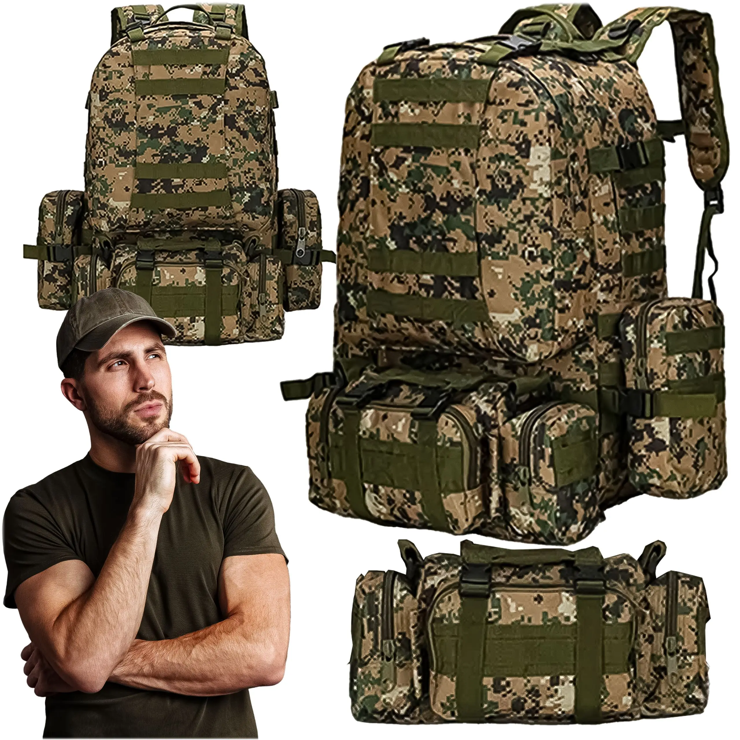  EXTRALINK MILITARY SCHOOL BACKPACK TRAVEL TACTICAL 4IN1 MILITARY TOURIST SURVIVAL 50L MIL-668