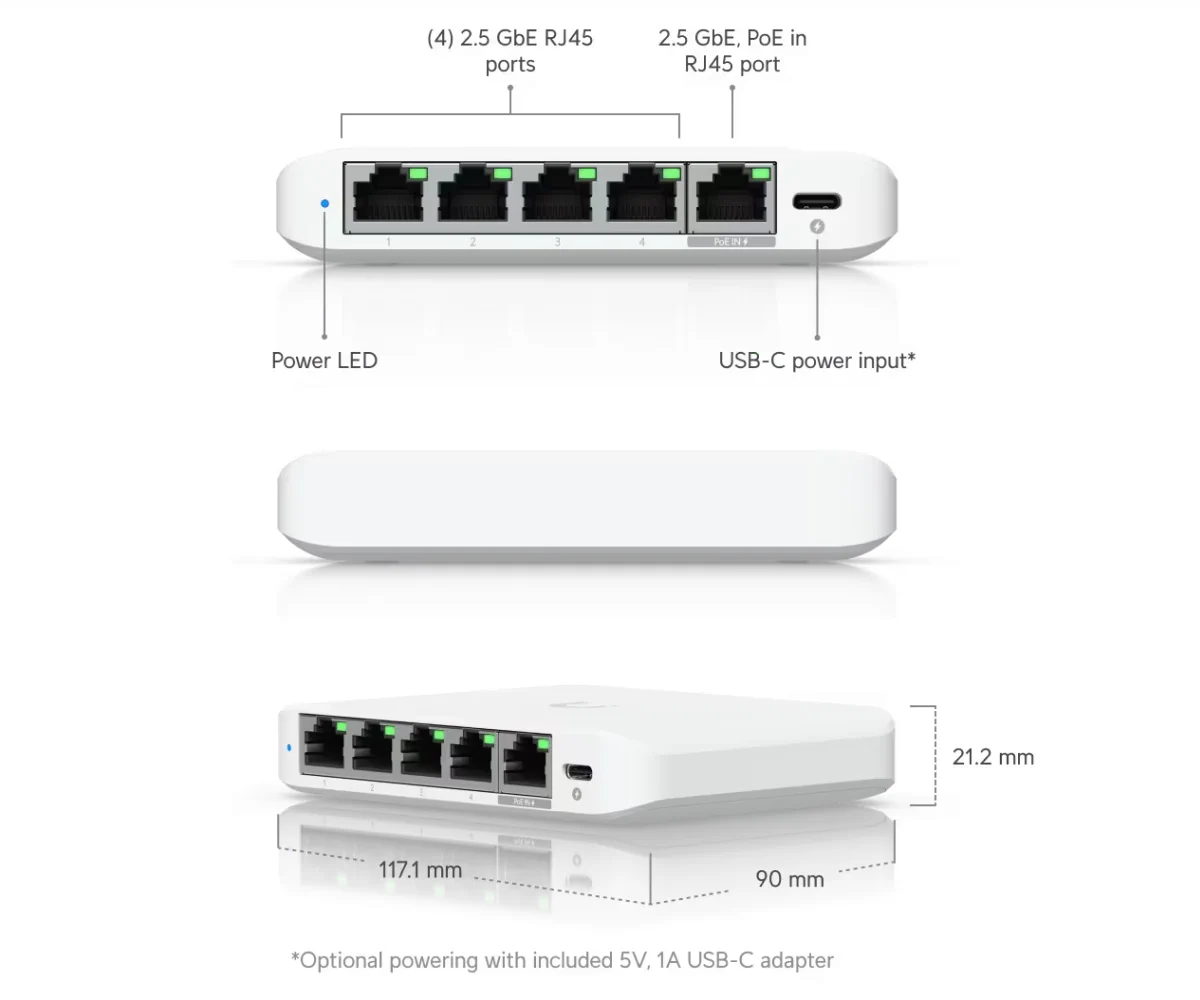 UBIQUITI USW-FLEX-2.5G-5-EU 5-PORT 2.5G SWITCH