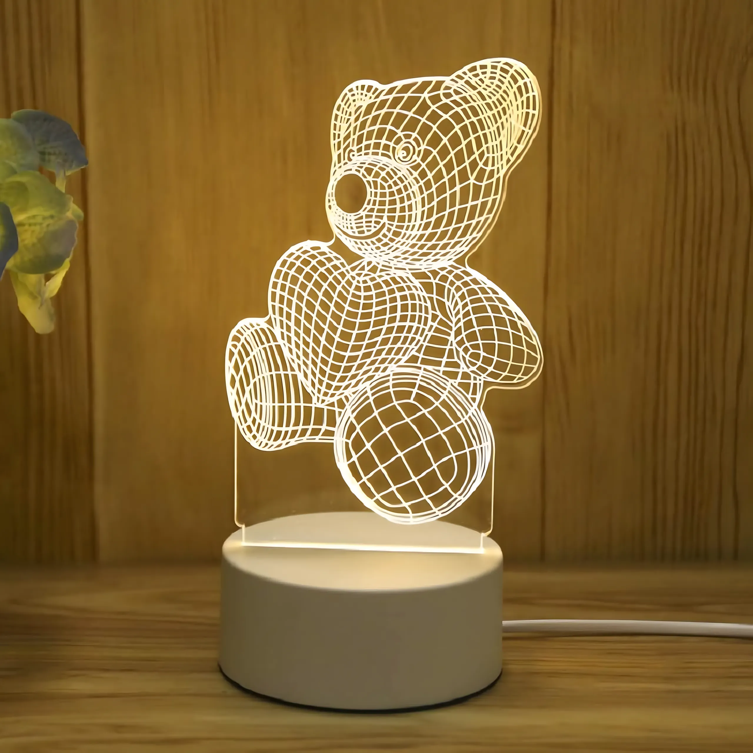 EXTRALINK HOME LAMPKA NOCNA MIŚ SERCE 3D ILUZJA OPTYCZNA DO SYPIALNI USB