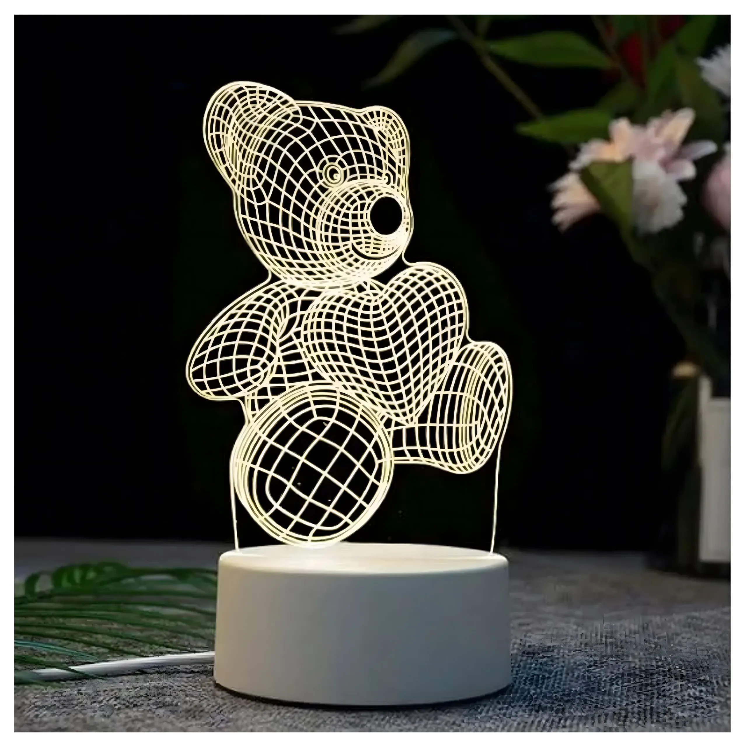 EXTRALINK HOME LAMPKA NOCNA MIŚ SERCE 3D ILUZJA OPTYCZNA DO SYPIALNI USB