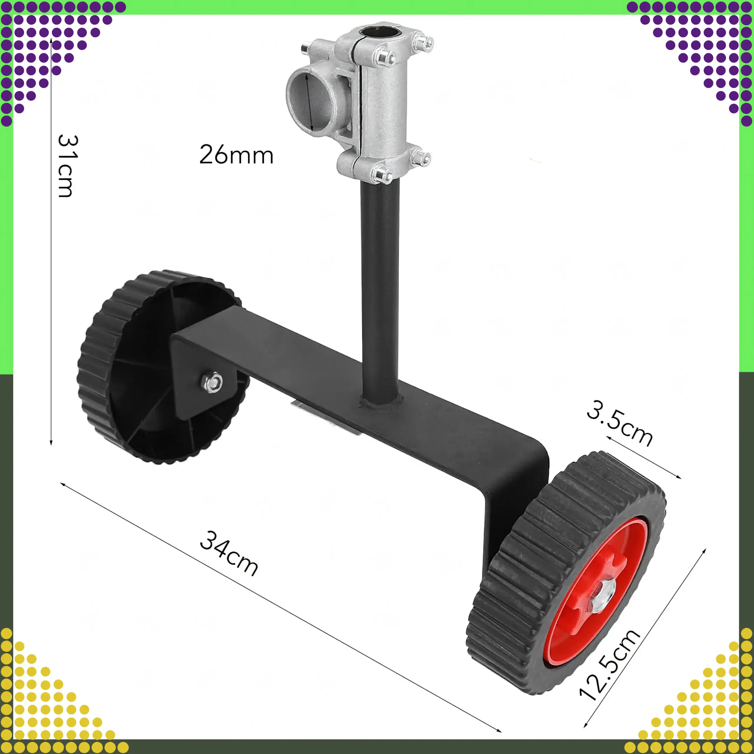 BLACK FOREST METAL UNIVERSAL SUPPORT WHEELS FOR MOWER 26-28 mm - 1464