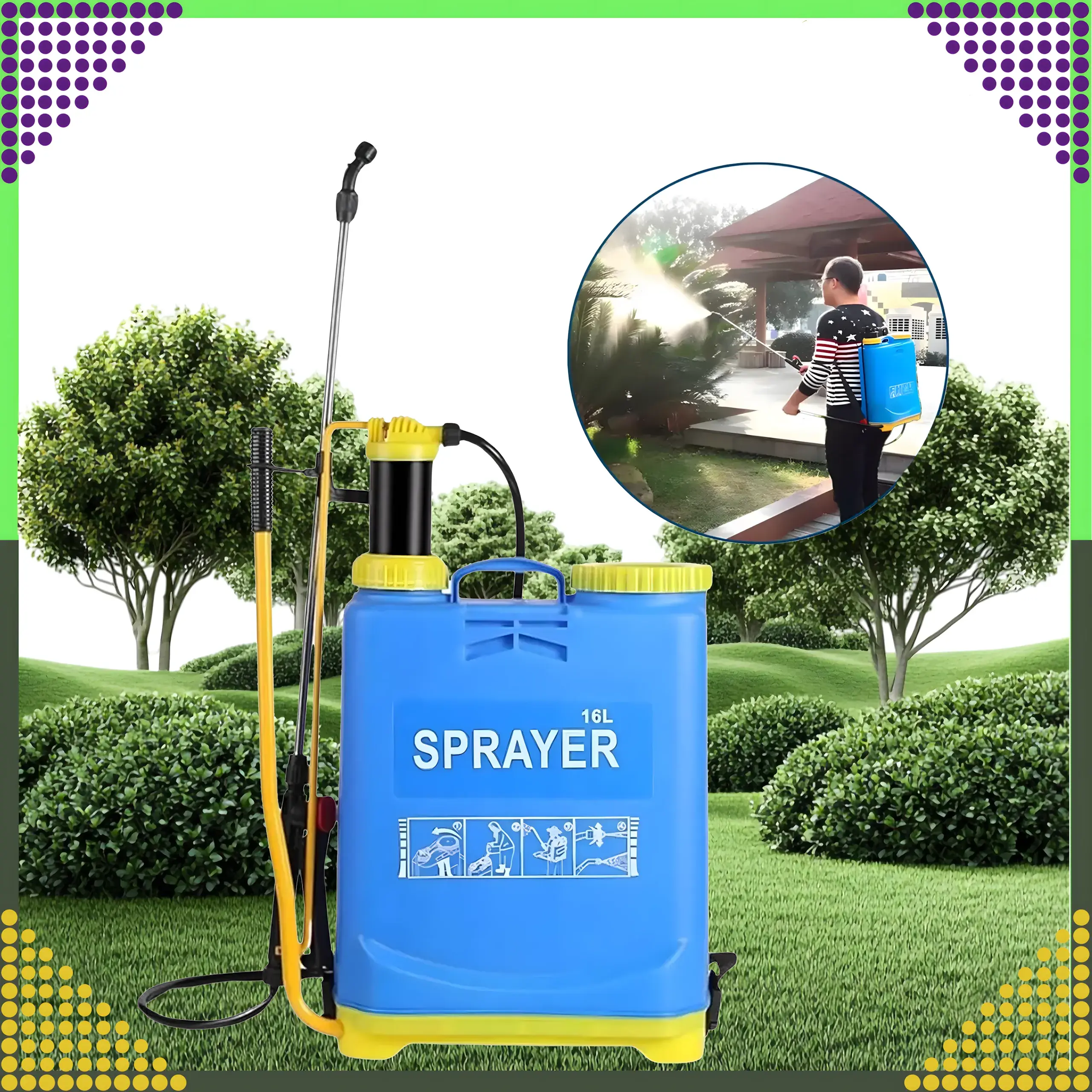 BLACK FOREST SPRAYER 16L PRESSURE BACKPACK GARDEN SPRINKLER FUNNEL NOZZLES - 987