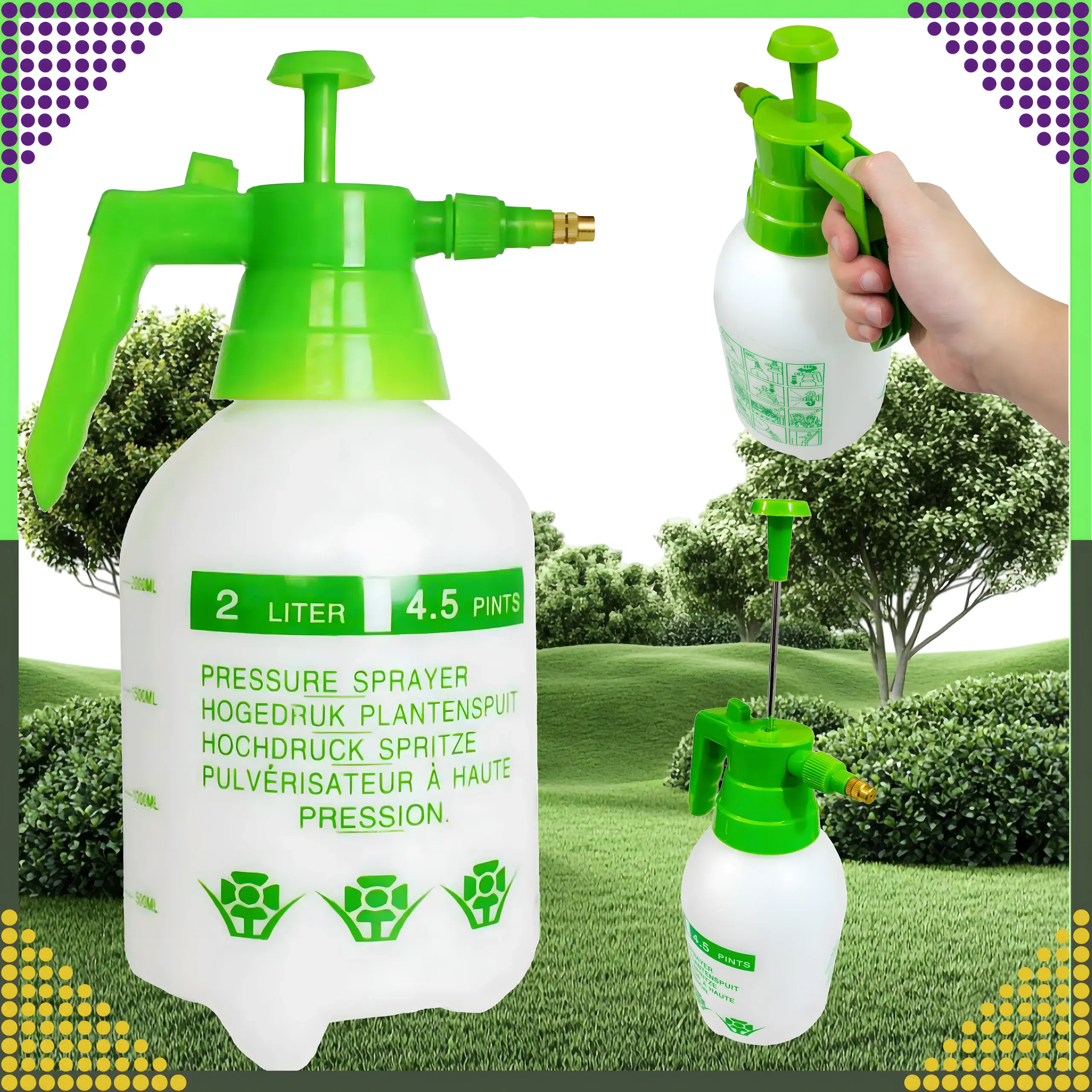 BLACK FOREST PRESSURE HAND SPRAYER GARDEN HOME 2L GREEN - 1596