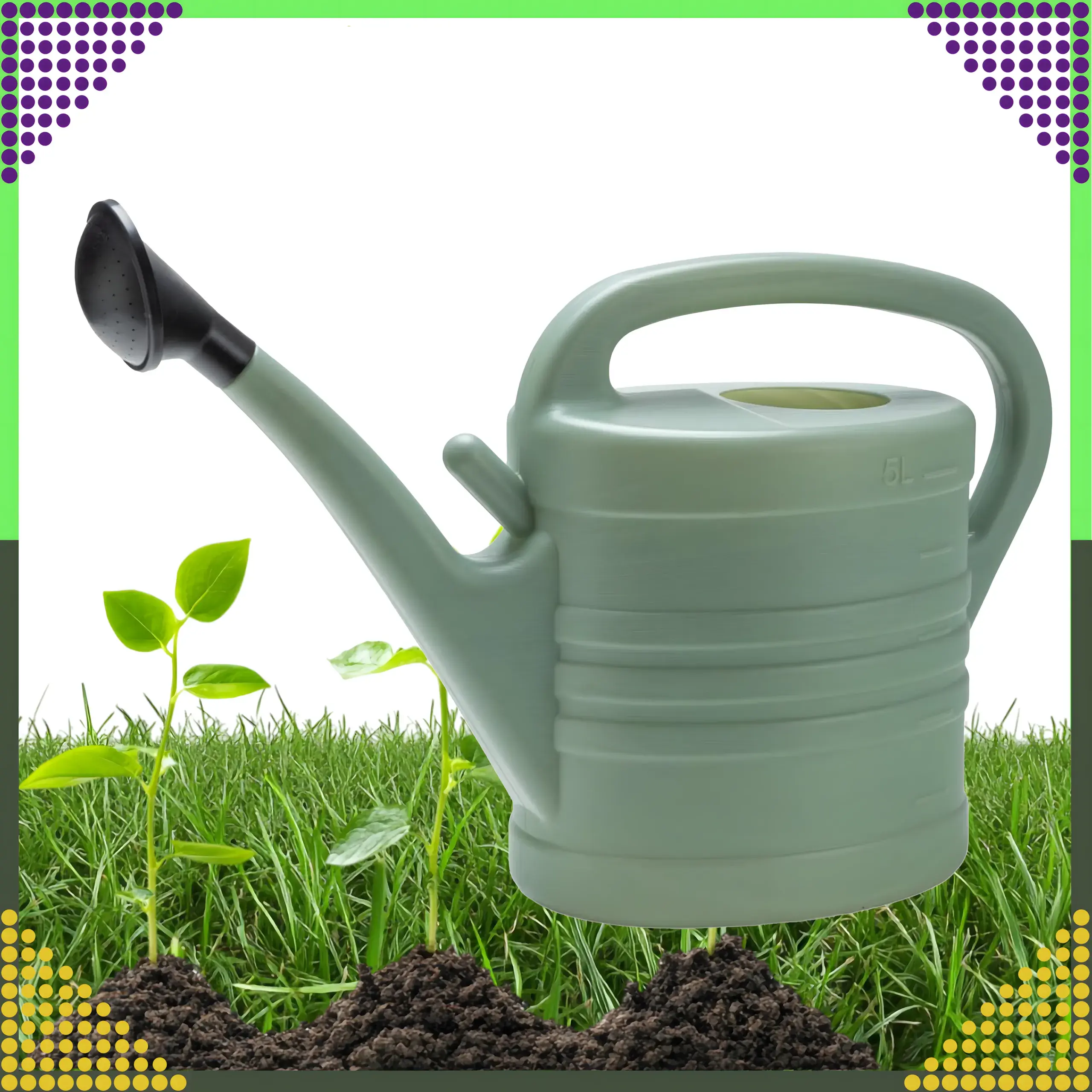 BLACK FOREST GARDEN WATERING CAN 5L OVAL PLASTIC WATERING CAN WITH STRAINER WATERING CAN - 1601