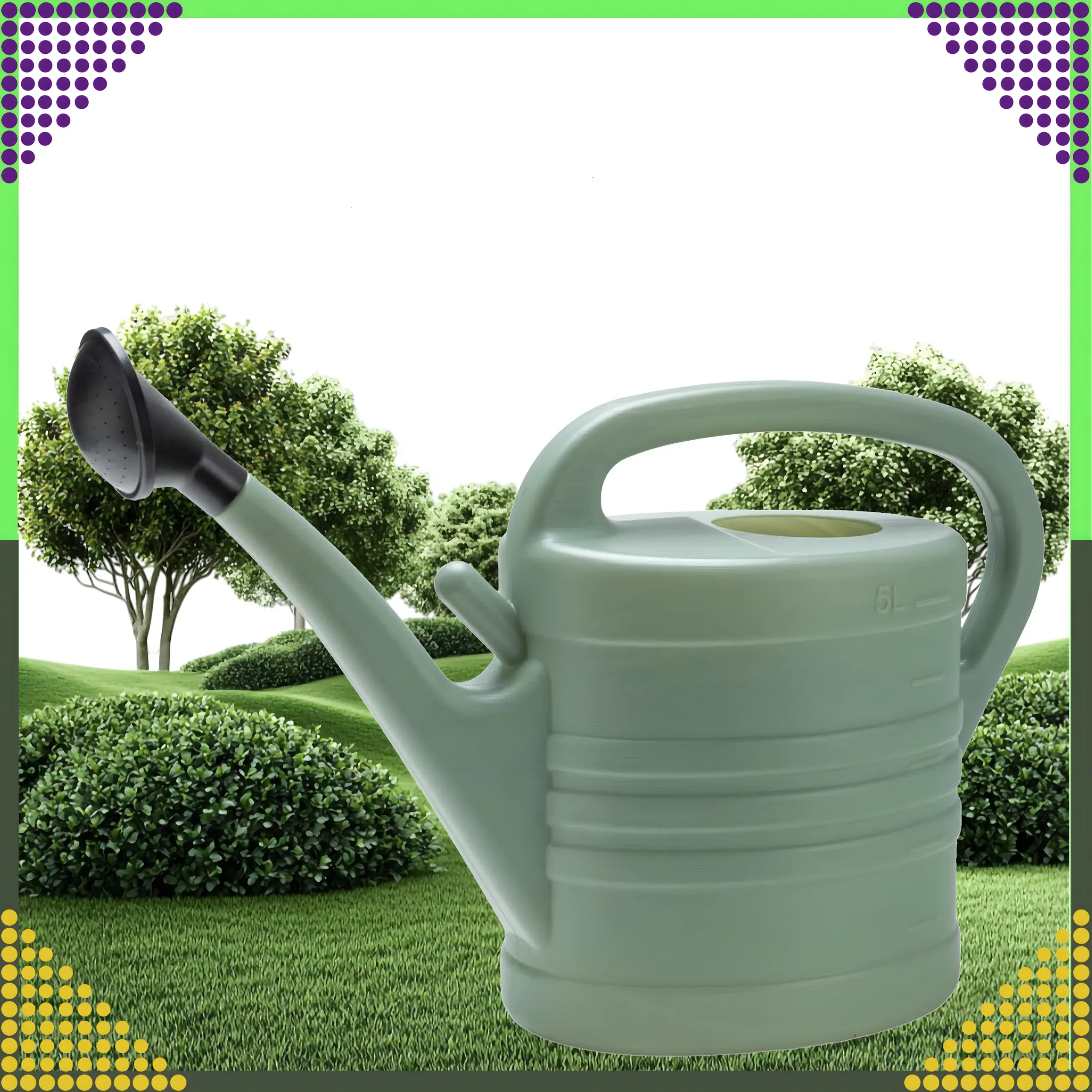 BLACK FOREST GARDEN WATERING CAN 5L OVAL PLASTIC WATERING CAN WITH STRAINER WATERING CAN - 1601