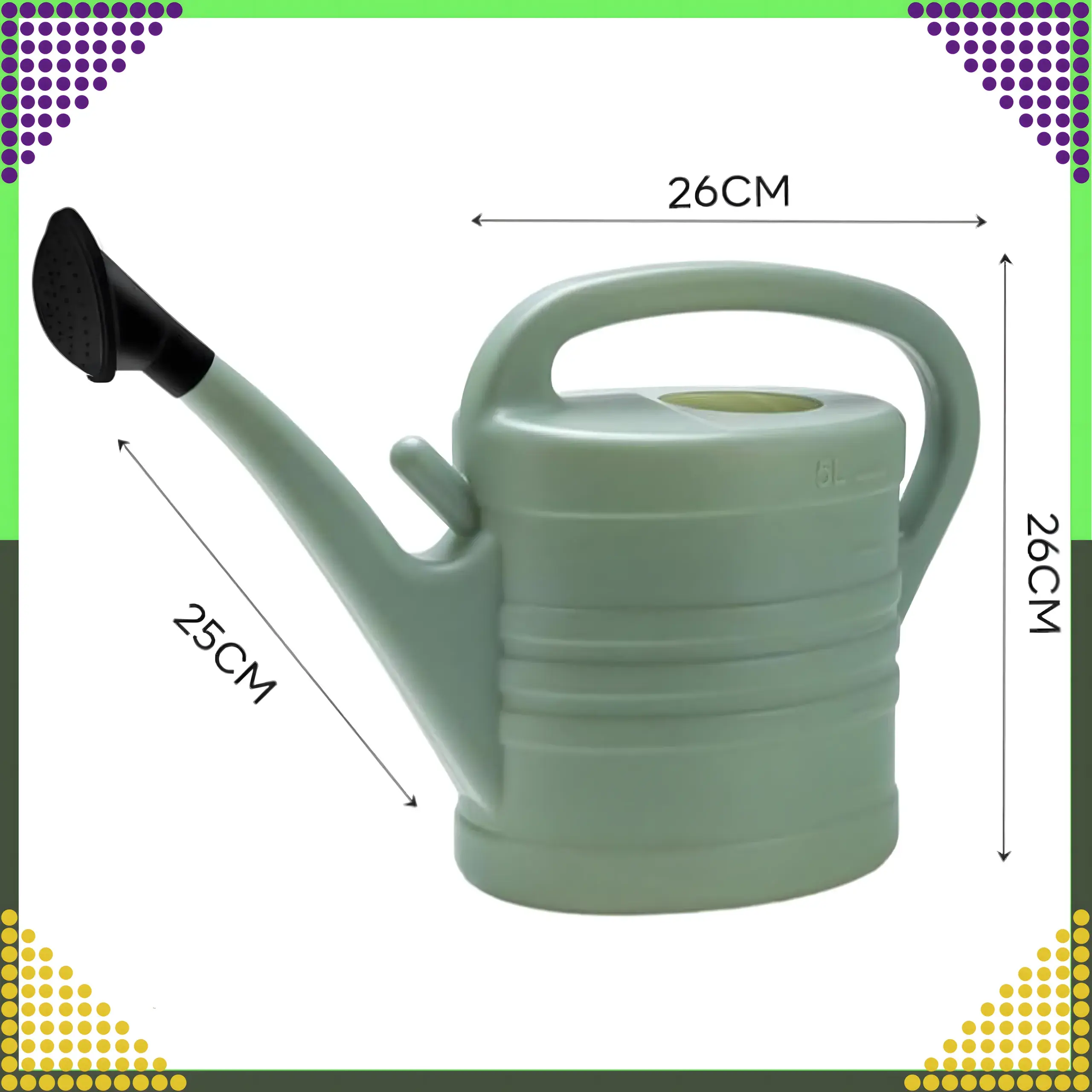 BLACK FOREST GARDEN WATERING CAN 5L OVAL PLASTIC WATERING CAN WITH STRAINER WATERING CAN - 1601